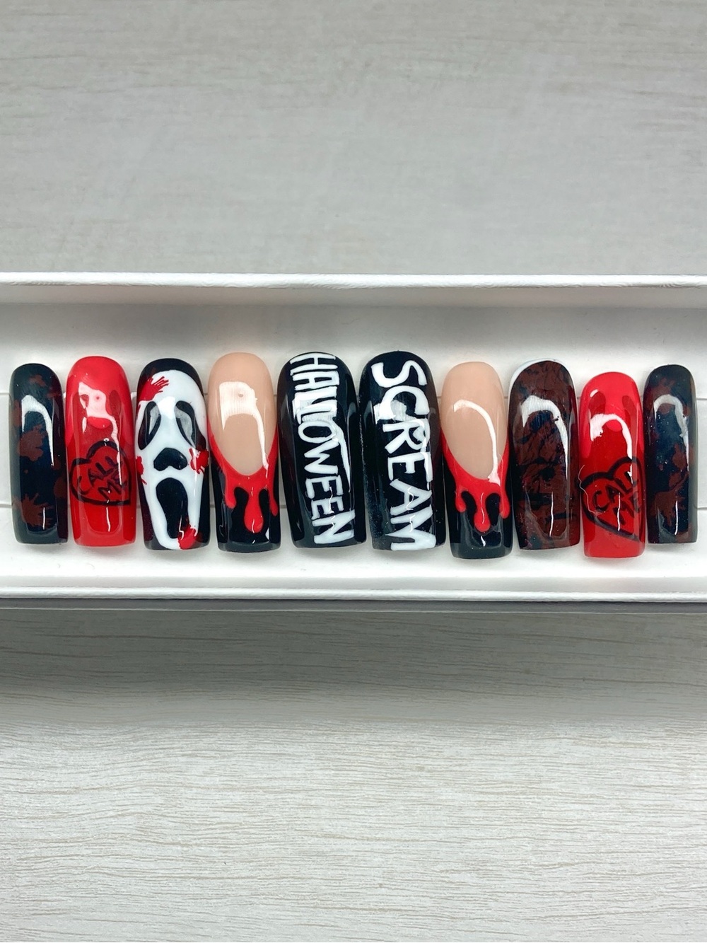 Ghost face Halloween Acrylic Press-On Nails